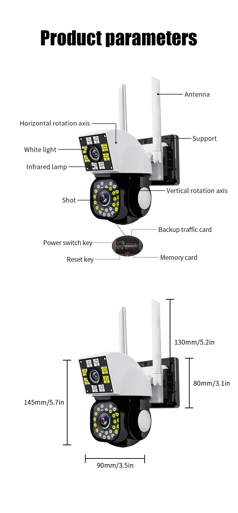 Neye 4K/8MP Wireless WiFi Camera 1080P Dual Lens Dual Screen Outdoor Home Head IP Camera CCTV Dual Lens Security Camera