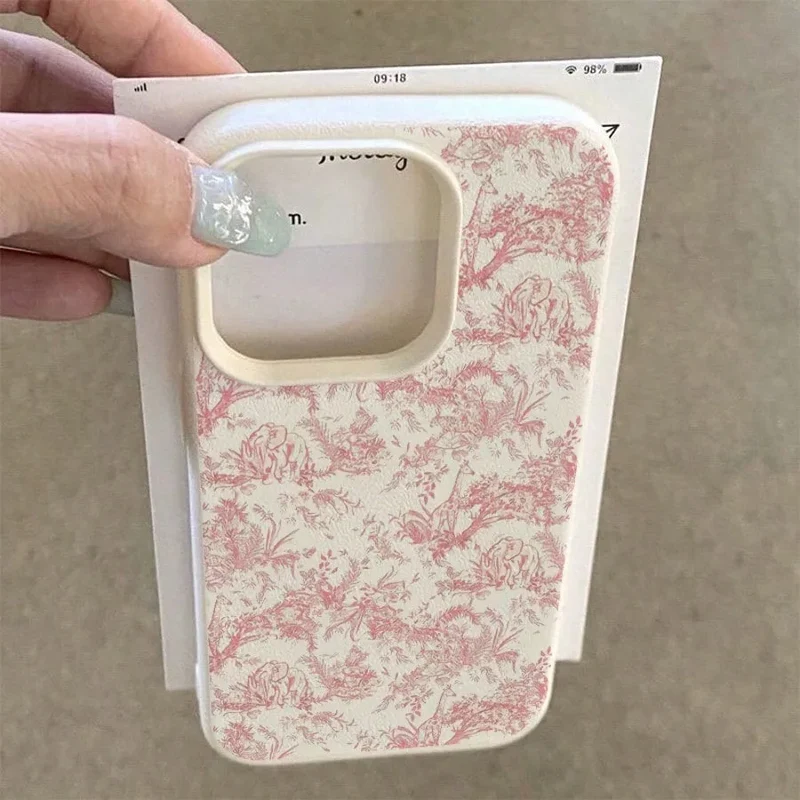 Pink Floral Lichee Pattern For IPhone 17 17Air 16 15 14 13 12 11 Pro Max Case Silicone Cover For IPhone 16 15 14 Plus Plus Case