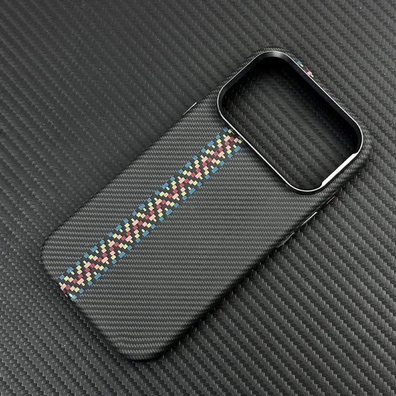 Carbon Fiber Texture Magnetic Armor Case For iphone 17 17Pro Max 16 Pro 15 14 13 Ultrathin Alloy Lens Wireless Charge Hard Cover