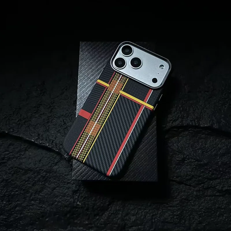 Carbon Fiber Texture Magnetic Armor Case For iphone 17 17Pro Max 16 Pro 15 14 13 Ultrathin Alloy Lens Wireless Charge Hard Cover