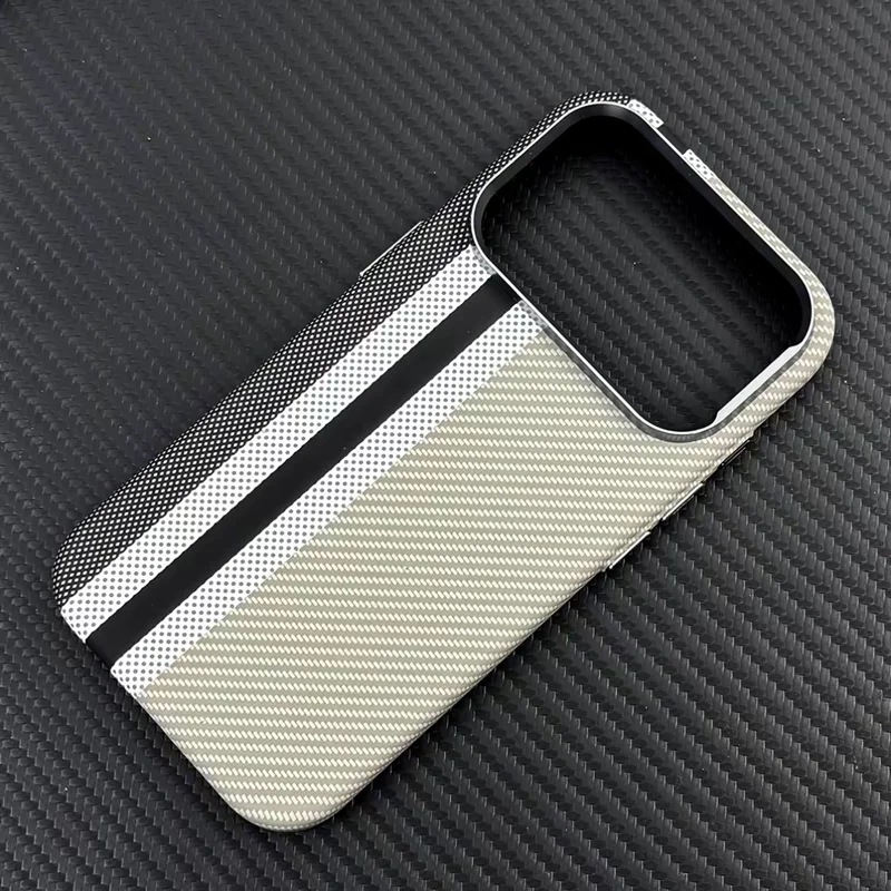 Carbon Fiber Texture Magnetic Armor Case For iphone 17 17Pro Max 16 Pro 15 14 13 Ultrathin Alloy Lens Wireless Charge Hard Cover