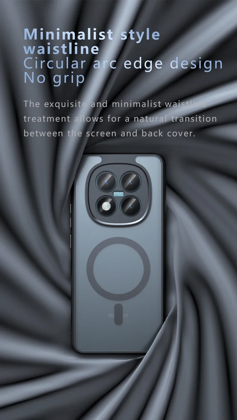 For Xiaomi Redmi Note 15 Pro Plus 5G Case Shockproof Magnetic Matte PC+TPU Anti-fingerprint Translucent Cover for Note15 Pro
