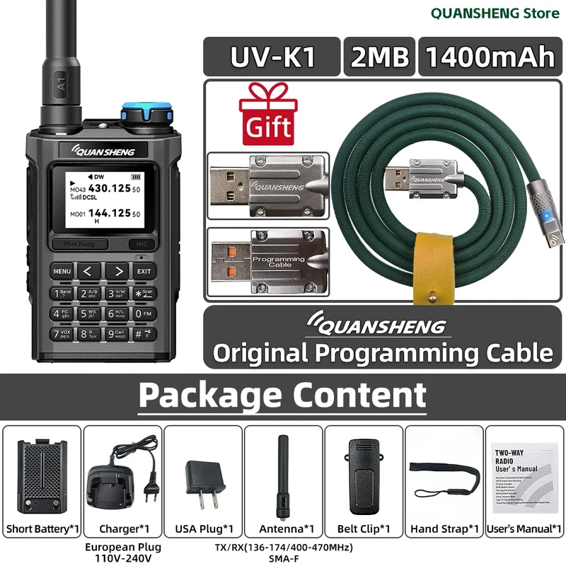 Quansheng UV K1 Mini Walkie Talkie Wireless Set Hunting Camping Long Range Ham Communication Radio K6 Walkier Talkie Transceiver