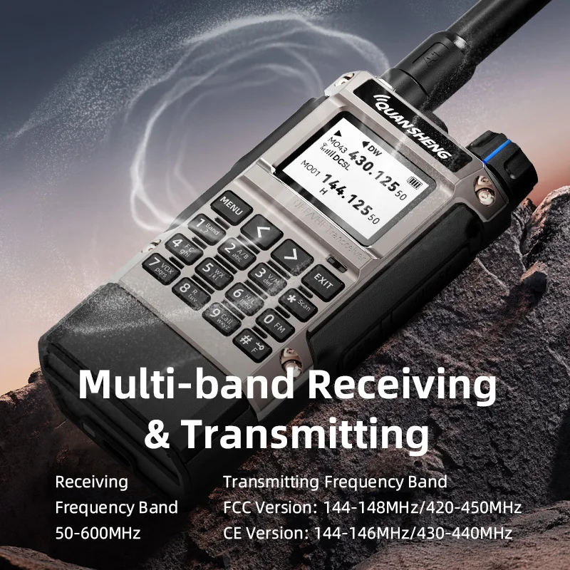 Quansheng UV-K1(8) Air Band Walkie Talkie 50-600MHz Full Band Receive UHF VHF Ham Radio Wireless Frequency Copy Type-C Charging