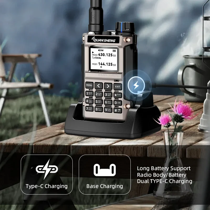 Quansheng UV-K1(8) Air Band Walkie Talkie 50-600MHz Full Band Receive UHF VHF Ham Radio Wireless Frequency Copy Type-C Charging