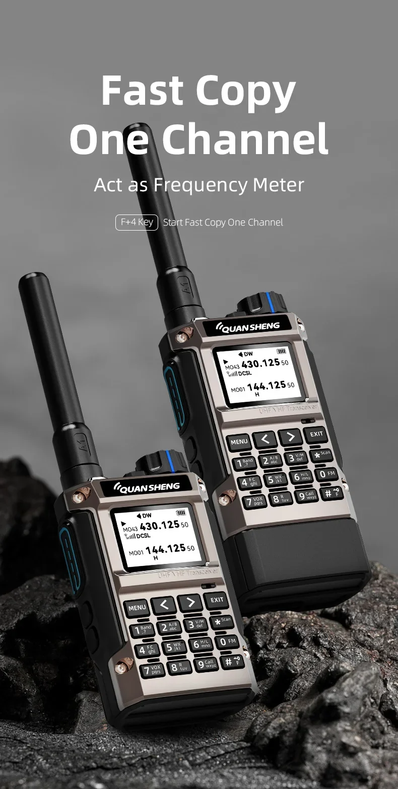 Quansheng UV-K1(8) Air Band Walkie Talkie 50-600MHz Full Band Receive UHF VHF Ham Radio Wireless Frequency Copy Type-C Charging