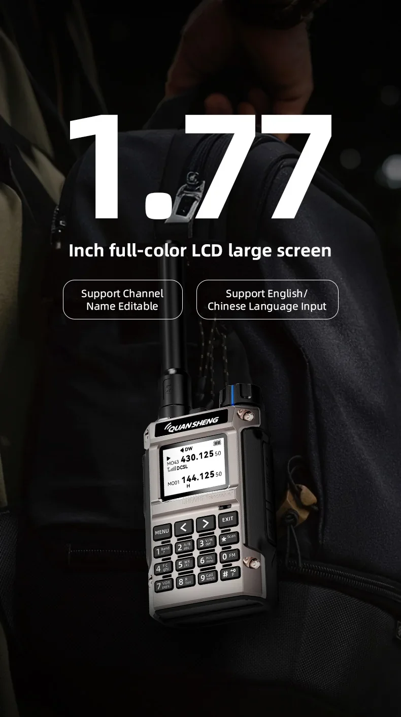 Quansheng UV-K1(8) Air Band Walkie Talkie 50-600MHz Full Band Receive UHF VHF Ham Radio Wireless Frequency Copy Type-C Charging