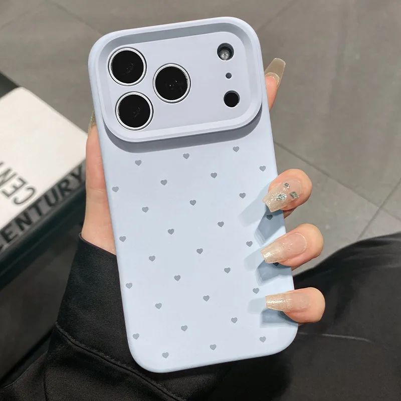 Cute Love Heart Candy Color Matte Case for iPhone 17 16 15 Pro Max 14 Plus 12 13 11 Air Soft Liquid Silicone Ultra Slim Cover