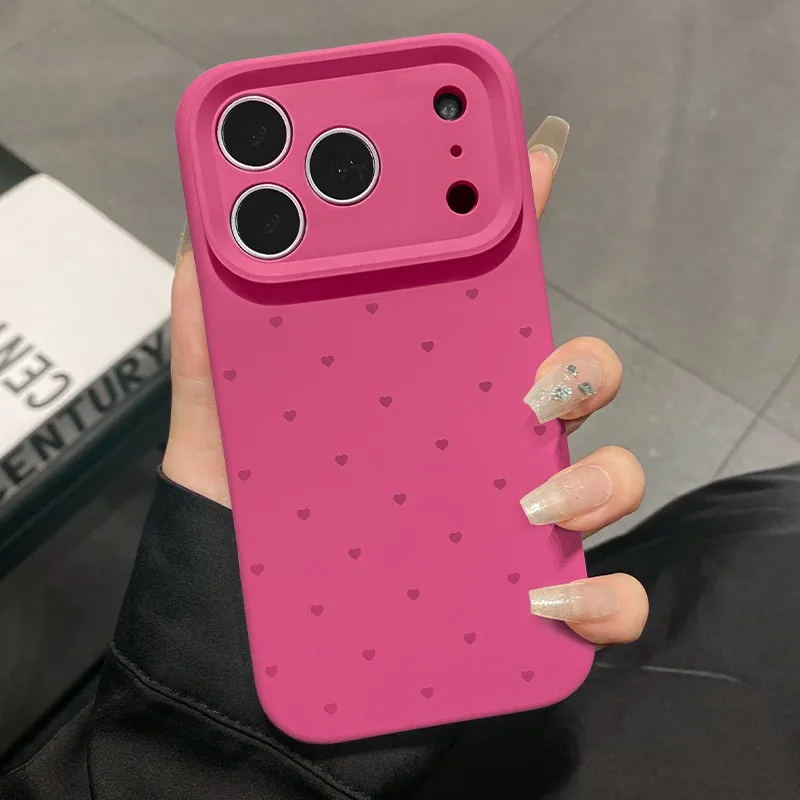 Cute Love Heart Candy Color Matte Case for iPhone 17 16 15 Pro Max 14 Plus 12 13 11 Air Soft Liquid Silicone Ultra Slim Cover