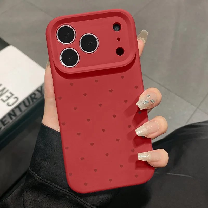 Cute Love Heart Candy Color Matte Case for iPhone 17 16 15 Pro Max 14 Plus 12 13 11 Air Soft Liquid Silicone Ultra Slim Cover