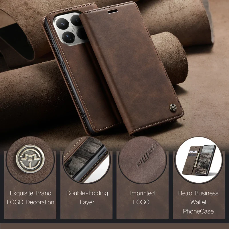 For Xiaomi 15T Pro 15T CaseMe Magnetic Retro Leather Flip Wallet Stand Cover With Card Slot for Xiaomi Mi 15 T Pro