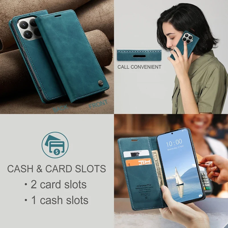 For Xiaomi 15T Pro 15T CaseMe Magnetic Retro Leather Flip Wallet Stand Cover With Card Slot for Xiaomi Mi 15 T Pro