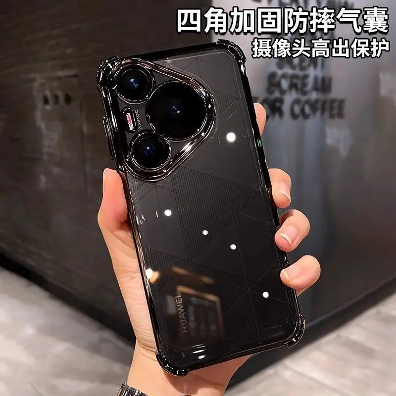 Case For Huawei Pura 80 Ultra 80 Pro plus Luxury Electroplating Transparent Four Corners Shockproof Back Cover For Huawei Pura80