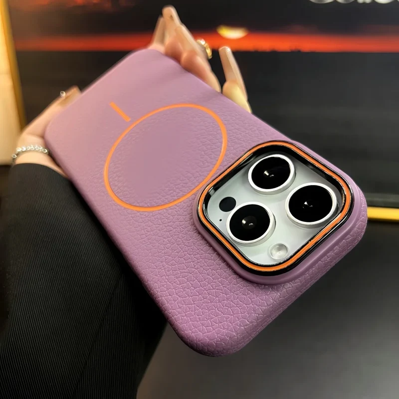 Lichee Pattern Magnetic 17promax Case for IPhone 17 Pro Max 16 14 15 Plus 13 12 17 Air Pro Max 11 for Magsafe Soft Cover