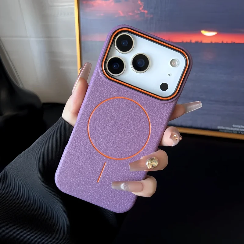 Lichee Pattern Magnetic 17promax Case for IPhone 17 Pro Max 16 14 15 Plus 13 12 17 Air Pro Max 11 for Magsafe Soft Cover
