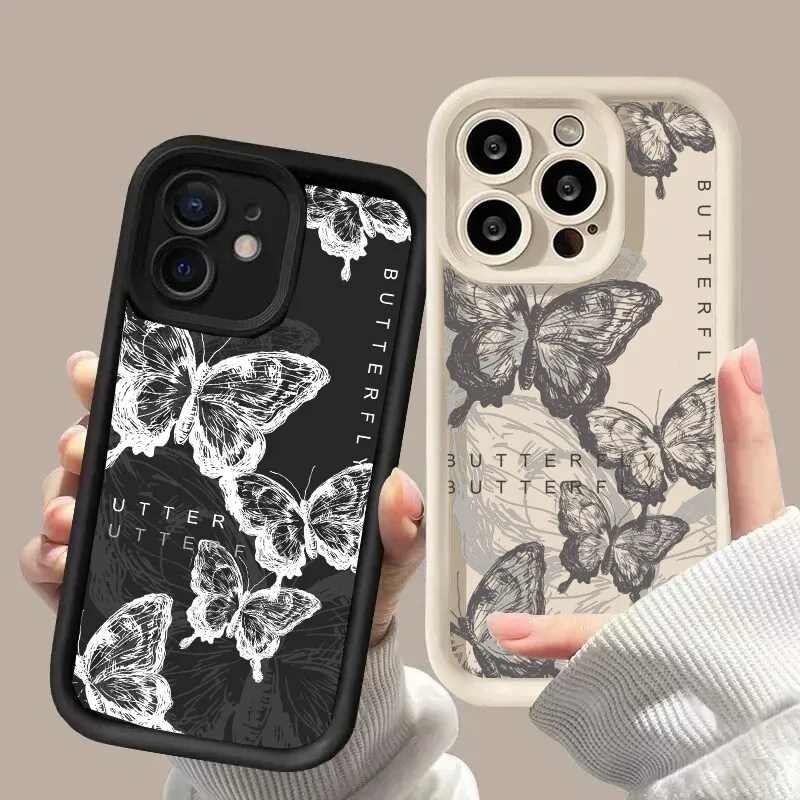 Black Butterfly Case for Motorola Moto Edge 40 Neo 50 Pro 50 Fusion 5G G84 G14 G04 G32 G35 G52 G30 G60S G53 G22 E13 E14 Casing
