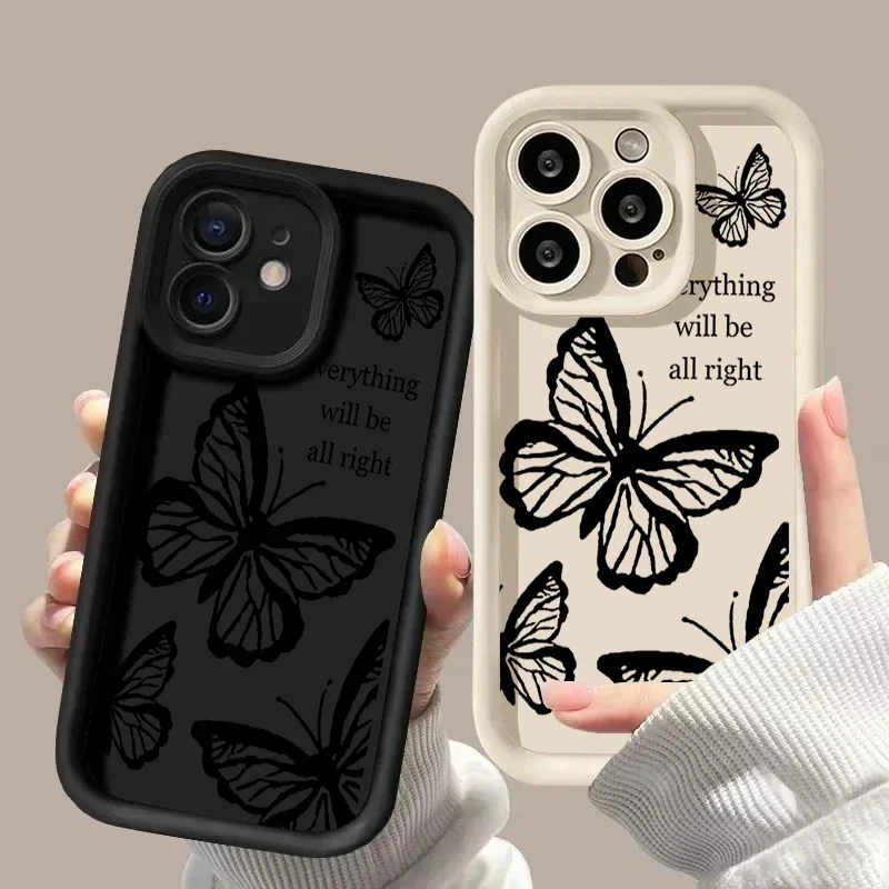 Black Butterfly Case for Motorola Moto Edge 40 Neo 50 Pro 50 Fusion 5G G84 G14 G04 G32 G35 G52 G30 G60S G53 G22 E13 E14 Casing