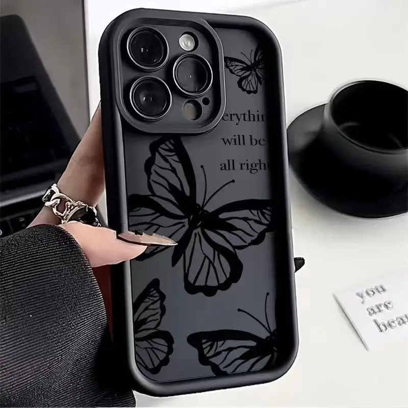 Black Butterfly Case for Motorola Moto Edge 40 Neo 50 Pro 50 Fusion 5G G84 G14 G04 G32 G35 G52 G30 G60S G53 G22 E13 E14 Casing