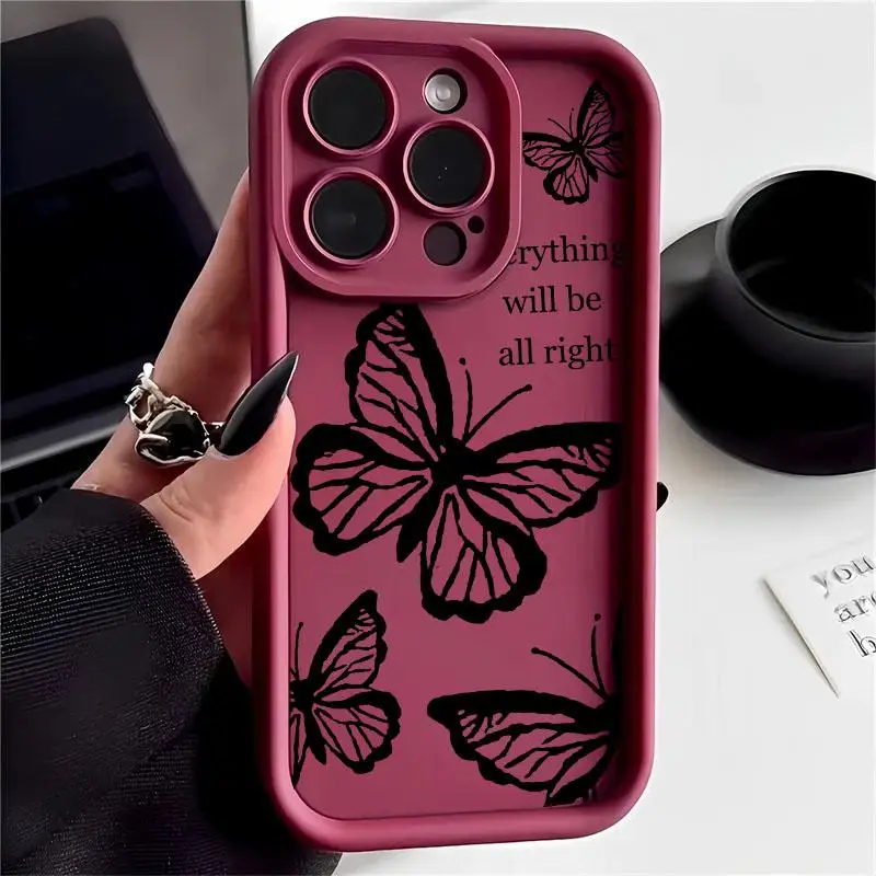 Black Butterfly Case for Motorola Moto Edge 40 Neo 50 Pro 50 Fusion 5G G84 G14 G04 G32 G35 G52 G30 G60S G53 G22 E13 E14 Casing