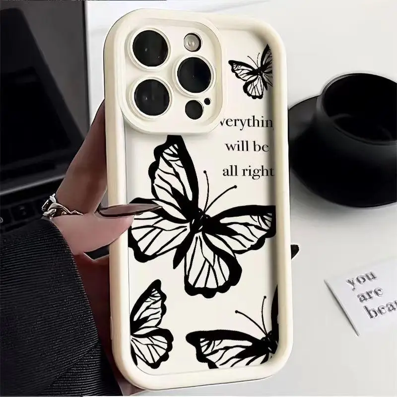 Black Butterfly Case for Motorola Moto Edge 40 Neo 50 Pro 50 Fusion 5G G84 G14 G04 G32 G35 G52 G30 G60S G53 G22 E13 E14 Casing