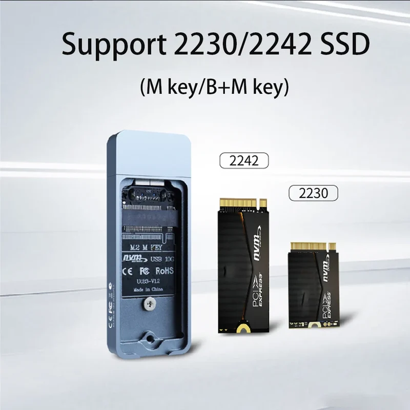 M.2 NVMe SATA Enclosure USB A Plug USB 3.2 10Gbps CNC Aluminum 2230 2242 SSD Case With Magnet Protective Case For Computer PC
