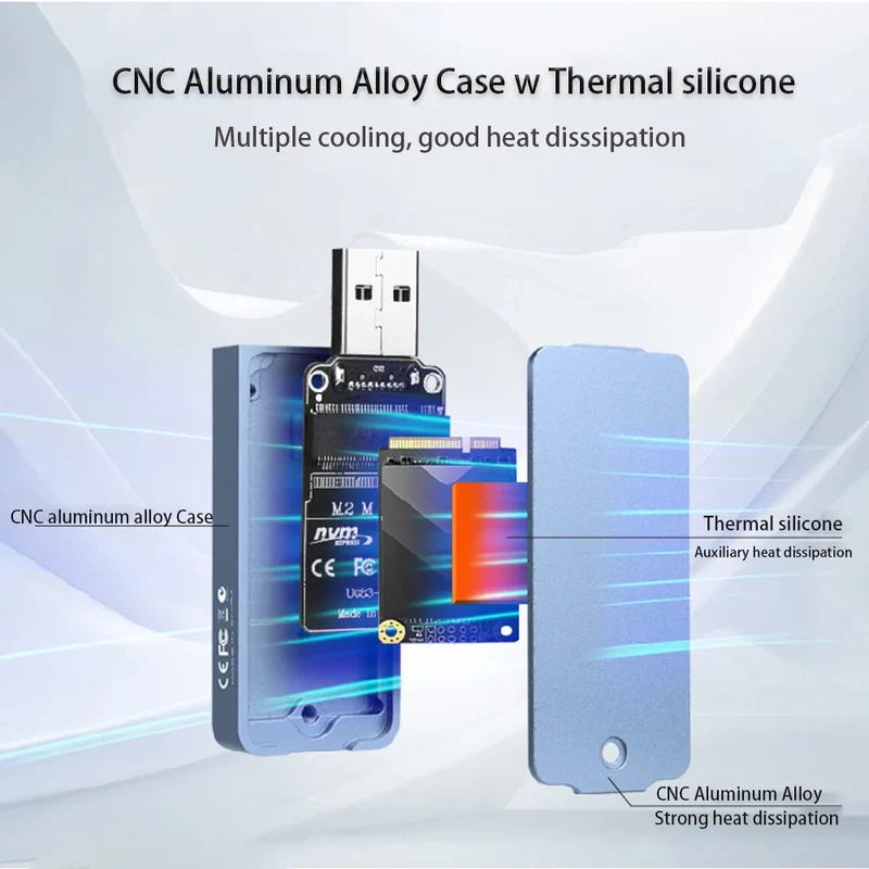 M.2 NVMe SATA Enclosure USB A Plug USB 3.2 10Gbps CNC Aluminum 2230 2242 SSD Case With Magnet Protective Case For Computer PC