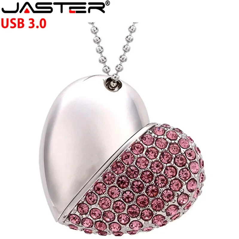 High Speed Metal Necklace USB 3.0 Flash Drive 4G 8G 16GB 32GB 64GB 128GB Heart Pen Drives Gifts Memory Stick 100% Real Capacity