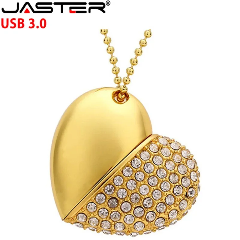 High Speed Metal Necklace USB 3.0 Flash Drive 4G 8G 16GB 32GB 64GB 128GB Heart Pen Drives Gifts Memory Stick 100% Real Capacity