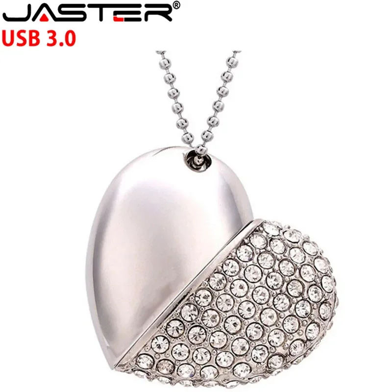 High Speed Metal Necklace USB 3.0 Flash Drive 4G 8G 16GB 32GB 64GB 128GB Heart Pen Drives Gifts Memory Stick 100% Real Capacity