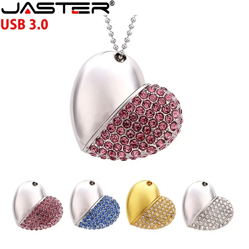 High Speed Metal Necklace USB 3.0 Flash Drive 4G 8G 16GB 32GB 64GB 128GB Heart Pen Drives Gifts Memory Stick 100% Real Capacity