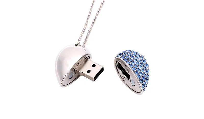 High Speed Metal Necklace USB 3.0 Flash Drive 4G 8G 16GB 32GB 64GB 128GB Heart Pen Drives Gifts Memory Stick 100% Real Capacity