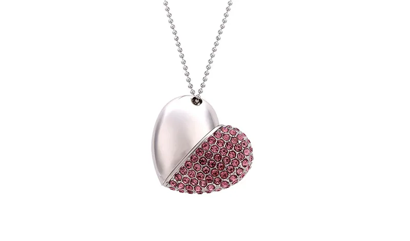 High Speed Metal Necklace USB 3.0 Flash Drive 4G 8G 16GB 32GB 64GB 128GB Heart Pen Drives Gifts Memory Stick 100% Real Capacity