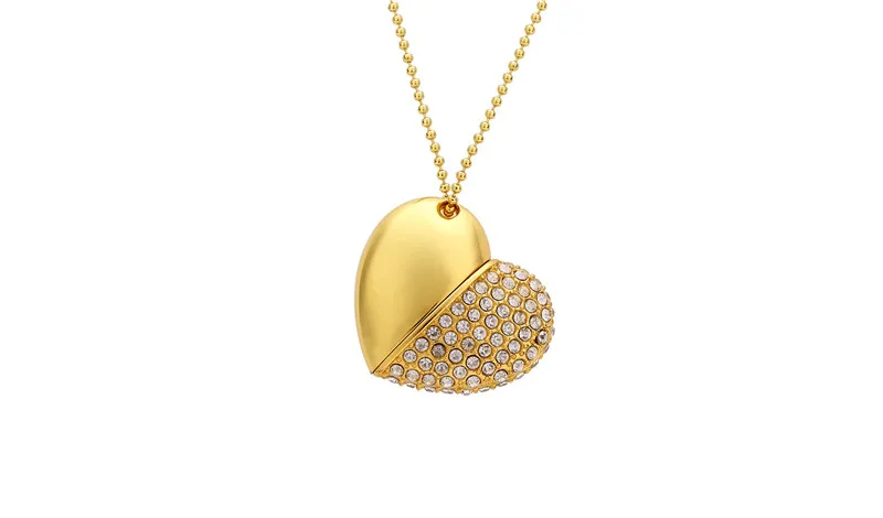 High Speed Metal Necklace USB 3.0 Flash Drive 4G 8G 16GB 32GB 64GB 128GB Heart Pen Drives Gifts Memory Stick 100% Real Capacity