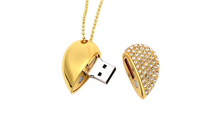 High Speed Metal Necklace USB 3.0 Flash Drive 4G 8G 16GB 32GB 64GB 128GB Heart Pen Drives Gifts Memory Stick 100% Real Capacity