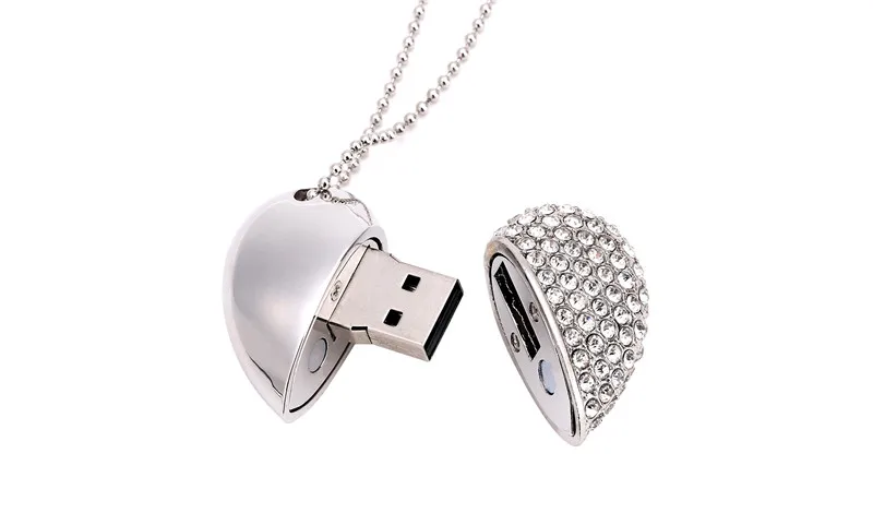 High Speed Metal Necklace USB 3.0 Flash Drive 4G 8G 16GB 32GB 64GB 128GB Heart Pen Drives Gifts Memory Stick 100% Real Capacity
