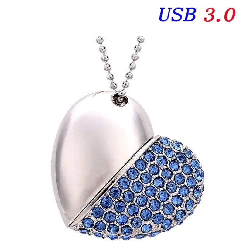 High Speed Metal Necklace USB 3.0 Flash Drive 4G 8G 16GB 32GB 64GB 128GB Heart Pen Drives Gifts Memory Stick 100% Real Capacity