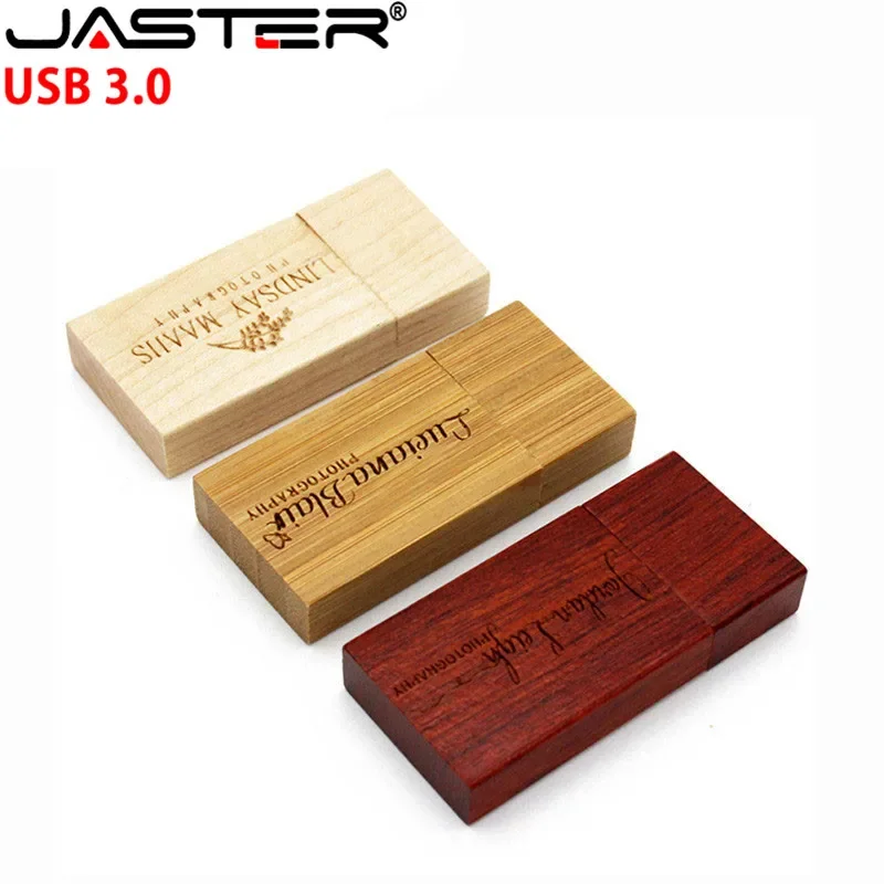 JASTER USB 3.0 Wooden block Flash Drive red wood pendrive 4GB 8GB 16GB 32GB 64GB Pen Memory Stick U Disk gift