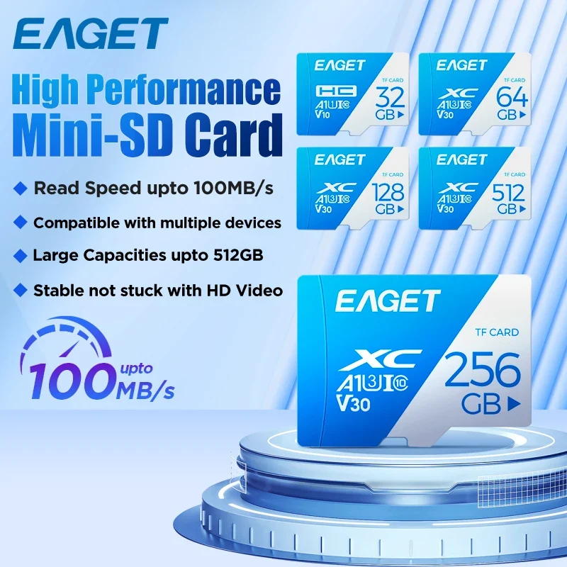 Eaget T1 Memory Card 512GB 256GB 128GB 32GB TF SD Card Class10 UHS-1 Flash Card Memory 64GB 32GB SD Card