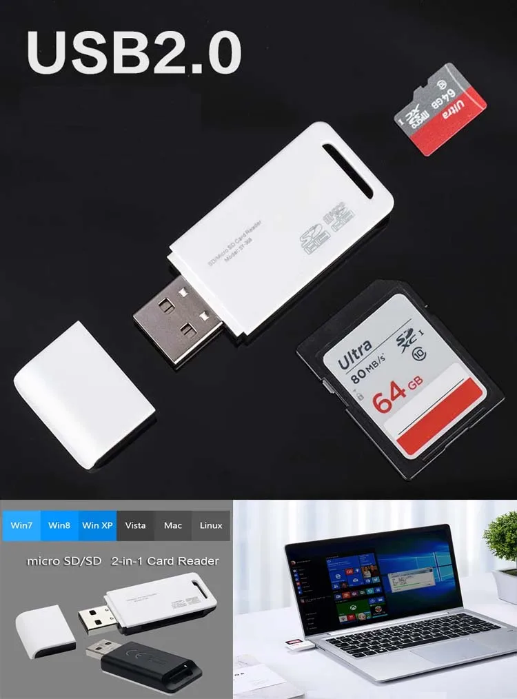 USB 2.0 TF Micro SD Card Reader High Speed Data Transfer Converter Computer Notebook Laptop USB Disk Card Writer Adapter Dongle