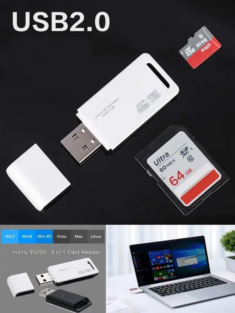USB 2.0 TF Micro SD Card Reader High Speed Data Transfer Converter Computer Notebook Laptop USB Disk Card Writer Adapter Dongle