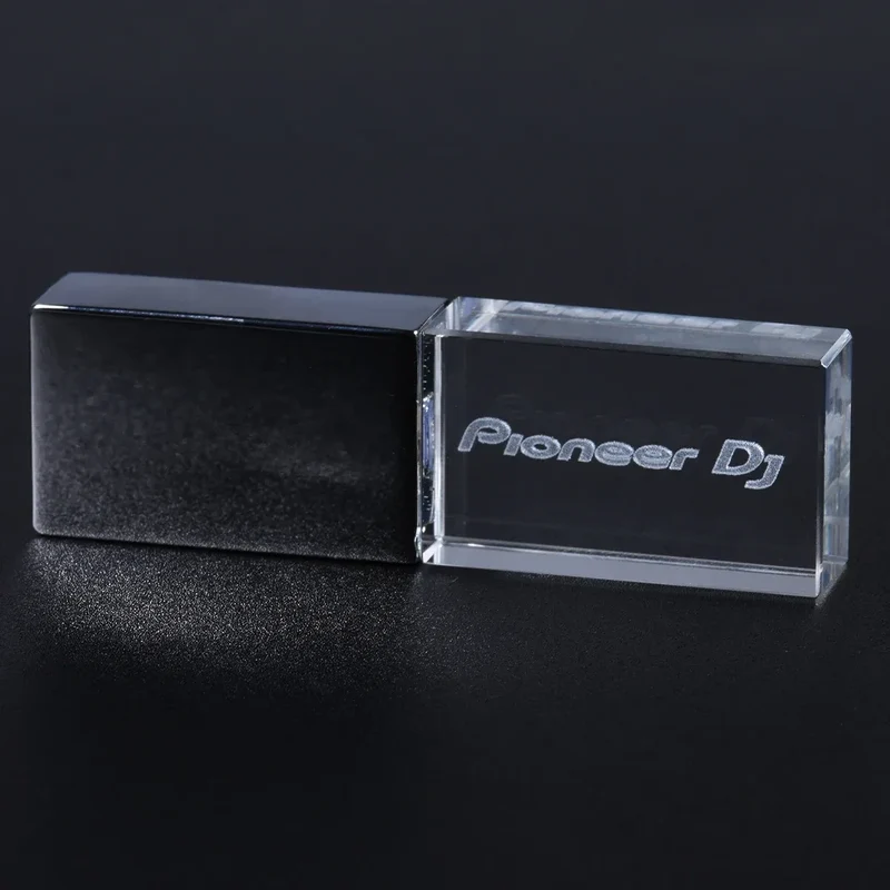 Pioneer DJ logo LED lights Crystal USB Flash Drive 128GB Gold Lid Pendrive 64GB Memory Stick 32GB Real Capacity U Disk 16GB
