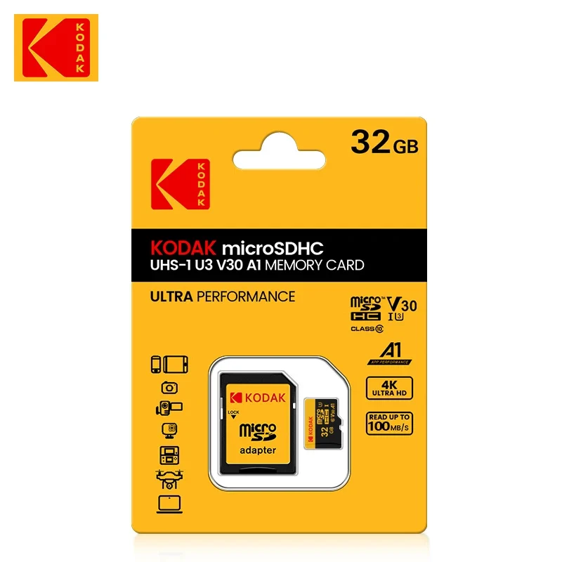 KODAK Memory Card 512GB 256GB Micro SD UP TO 100MB/s Class10 U3 32GB 64GB 128GB TF Card HD For USB Card Reader Adapter Microsd