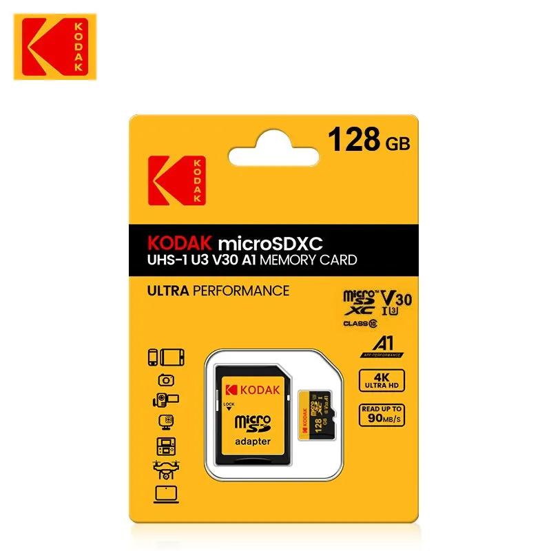 KODAK Memory Card 512GB 256GB Micro SD UP TO 100MB/s Class10 U3 32GB 64GB 128GB TF Card HD For USB Card Reader Adapter Microsd