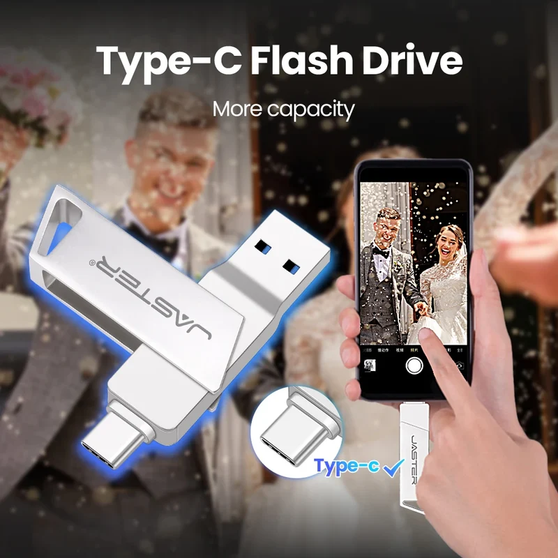 High speed TYPE C USB 3.2 Pen drive 256GB OTG 2 IN 1 Metal USB flash drive 128GB Pendrive 64GB USB flash drives Memory Disk