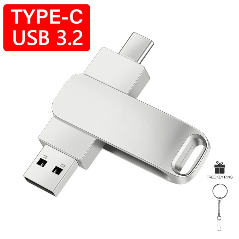 High speed TYPE C USB 3.2 Pen drive 256GB OTG 2 IN 1 Metal USB flash drive 128GB Pendrive 64GB USB flash drives Memory Disk