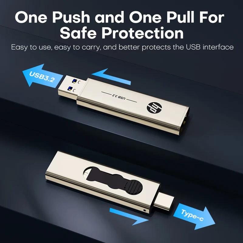 HP 256GB Memories Type-c 2-In-1 USB 3.0 Flash Drive 128GB Metal OTG Pendrive 64GB High Speed Flash Disk For Phone Computer