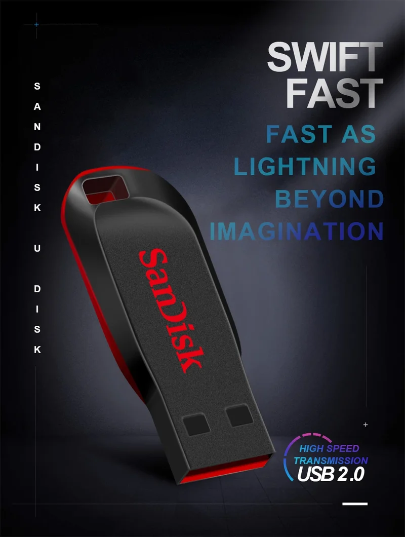 SanDisk CZ50 USB2.0 Pendrive 32GB 16GB 64GB USB Flash Drive Pen Drive U Disk Mini Flash Drive Cruzer Blade 100% Original
