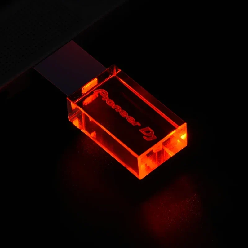 Hot Sale Pioneer DJ Crystal USB 2.0 Flash Drive 128GB Real Capacity Memory Stick 64GB Silver Case LED Light Pen Drive with Box