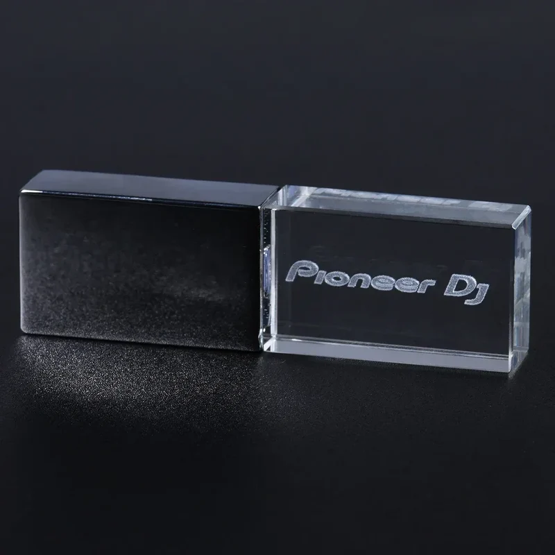 Hot Sale Pioneer DJ Crystal USB 2.0 Flash Drive 128GB Real Capacity Memory Stick 64GB Silver Case LED Light Pen Drive with Box