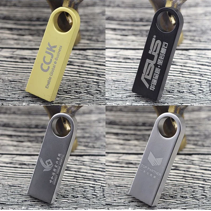 50PCS/lot Metal USB 2.0 Flash Drives 1GB 2GB 4GB Pendrive 8GB 16GB Pen Drive 32GB 64GB Memory USB Sticks 128MB 256MB Free LOGO